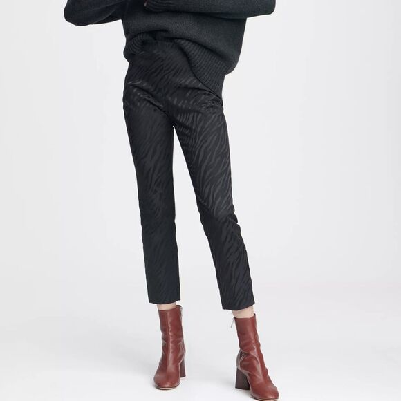 Rag & Bone Simone Pants Zebra Print Jacquard Black Size 4 - Picture 1 of 11